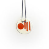 Back of the Midcentury Modern large circular pendant displaying the oxidised silver chain.