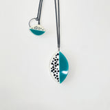 Large Leaf Resin Pendant / Teal Blue