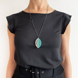 Large Leaf Resin Pendant / Teal Blue