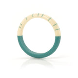 Designer resin bracelet in teal blue and ivory white