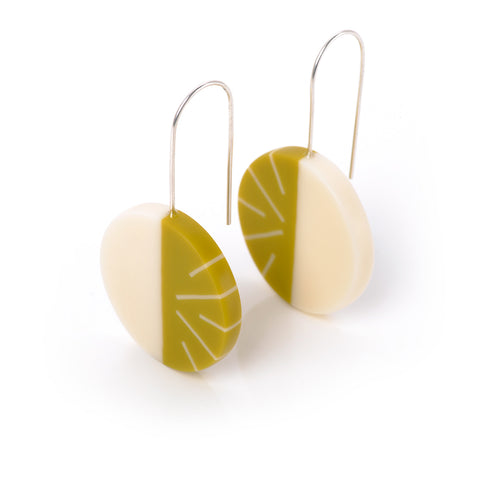 Lime green resin designer statement earrings