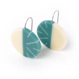 Lunula wire drop earrings / Colour with White
