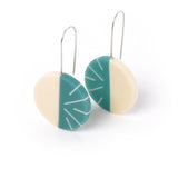 Teal blue handmade resin modernist statement drop earrings