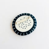 Smal Monochrome Pebble Shaped Brooch