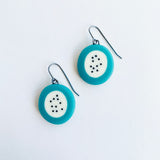 Pebble Shaped Teal Drop Earrings