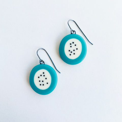 Pebble Shaped Teal Drop Earrings