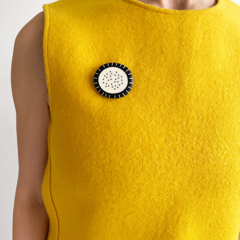 Smal Monochrome Pebble Shaped Brooch