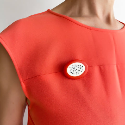 Small Pebble Shaped Tangerine Brooch
