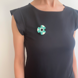 Harlequin Teal Blue Brooch