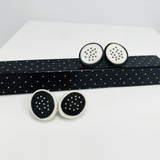 Monochrome Oval Stud Earrings