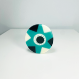 Harlequin Teal Blue Brooch