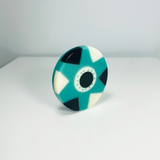 Harlequin Teal Blue Brooch