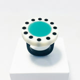 Abstract Statement Ring - Teal with Black Dots