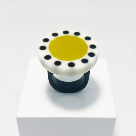 Abstract Statement Ring - Lime Green with Black Dots