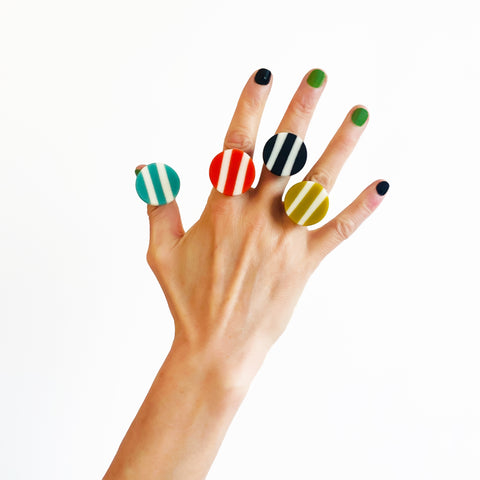 Candy Stripes Statement Rings