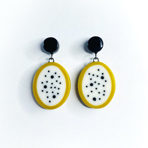 Dotty Olive Resin Dangle Earrings