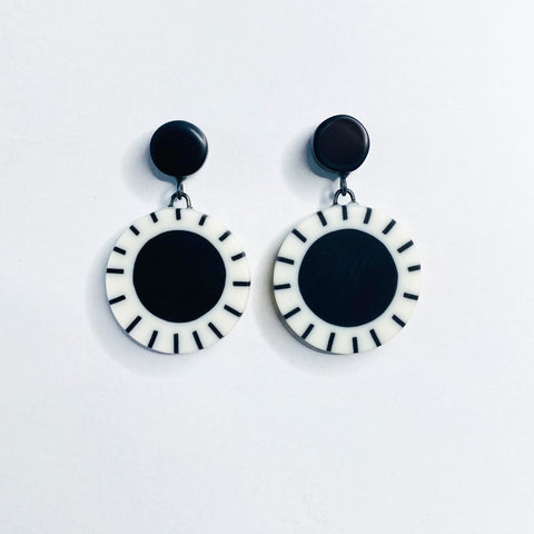 Sun Disk Drop Earrings with Studs