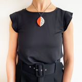 Large Leaf Resin Pendant / Tangerine Orange