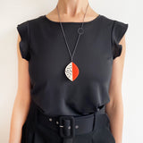 Large Leaf Resin Pendant / Tangerine Orange