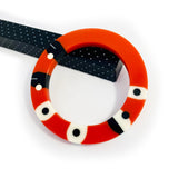 Petal & Dots Disc Bracelet / In Tangerine, Black & White