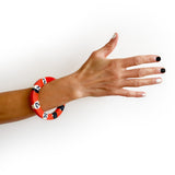 Petal & Dots Disc Bracelet / In Tangerine, Black & White