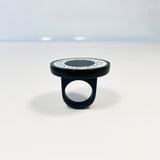 Large Monochrome Cocktail Ring With Dots on a white background