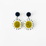 Oval Dangle Earrings with Stripes and Dots