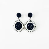 Oval Dangle Earrings with Stripes and Dots