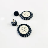 Oval Dangle Earrings with Stripes and Dots