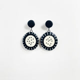 Oval Dangle Earrings with Stripes and Dots