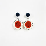 Oval Dangle Earrings with Stripes and Dots