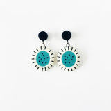 Oval Dangle Earrings with Stripes and Dots