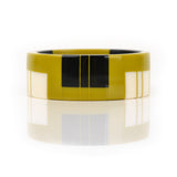 Art Deco inspired bangle cast in chartreuse green resin 