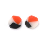 Orange, black and white geometric  resin stud earrings 