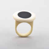 Black and white resin pebble-shaped Nabu statement ring